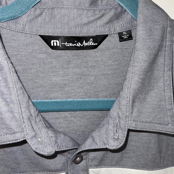 Travis Mathew Polo Shirt Size XL Mens Short Sleeve Polyester Cotton Gray Blue - Picture 2 of 12